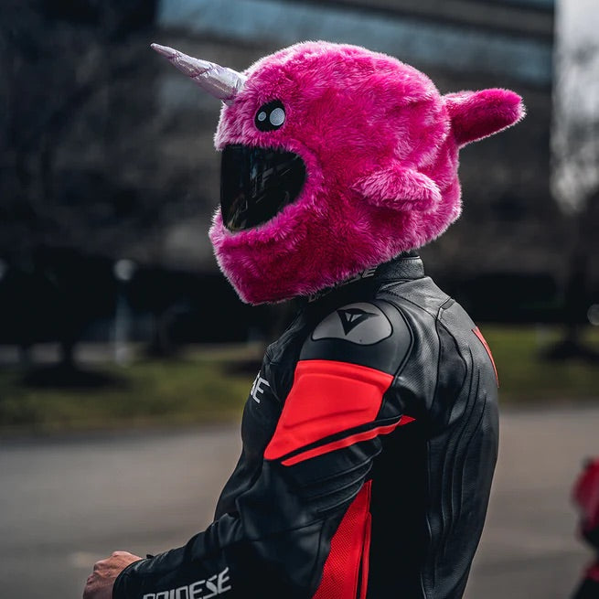 Motorcycle Helmet Cover - Pink Narwhal